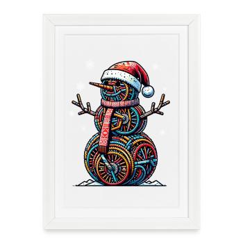 CYcling Christmas Sports Santa Claus - Framed poster (27 × 37 cm) - white - Front