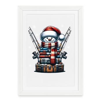 Père Noël des sports de Noël - Affiche encadrée (27 × 37 cm) - blanc - Devant