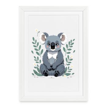 Petit koala dans un cadre de feuille - Affiche encadrée (27 × 37 cm) - blanc - Devant