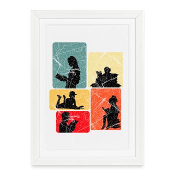 Livres de lecture, Rat de bibliothèque - Affiche encadrée (27 × 37 cm) - blanc - Devant