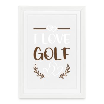 I Love Golf Motif - Affiche encadrée (27 × 37 cm) - blanc - Devant
