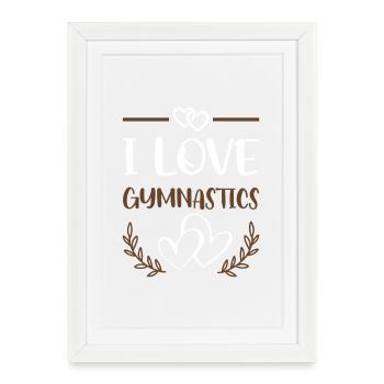 J’adore la gymnastique Heart Design - Affiche encadrée (27 × 37 cm) - blanc - Devant