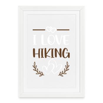 I Love Hiking Motif with Hearts - Framed poster (27 × 37 cm) - white - Front