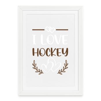 J’aime le style Hockey Hearts - Affiche encadrée (27 × 37 cm) - blanc - Devant