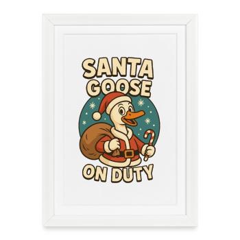 Santa Goose On Duty Christmas Funny - Framed poster (27 × 37 cm) - white - Front