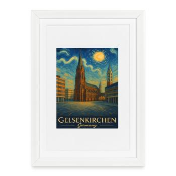 Gelsenkirchen Cathedral Starry Sky - Framed poster (27 × 37 cm) - white - Front