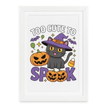 Trop mignon pour être effrayé - Chat sorcière mignon - Affiche encadrée (27 × 37 cm) - blanc - Devant
