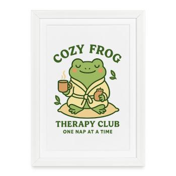 Cozy frog in bathrobe - Framed poster (27 × 37 cm) - white - Front