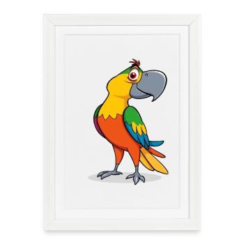 Colorful Parrot Cartoon - Framed poster (27 × 37 cm) - white - Front