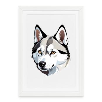 Wolf Head Head Illustration - Framed poster (27 × 37 cm) - white - Front
