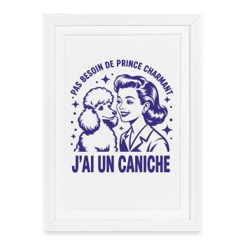 Pas Besoin de Prince Charmant j'ai un caniche - Affiche encadrée (27 × 37 cm) - blanc - Devant