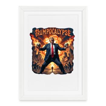 Apocalyptic leader in the firelight - Framed poster (27 × 37 cm) - white - Front