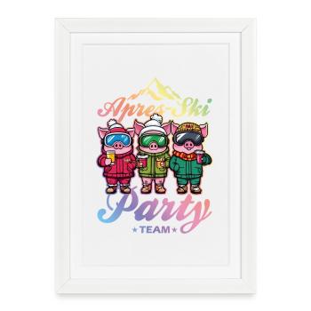 Après-ski Party Team Pistensau - Affiche encadrée (27 × 37 cm) - blanc - Devant
