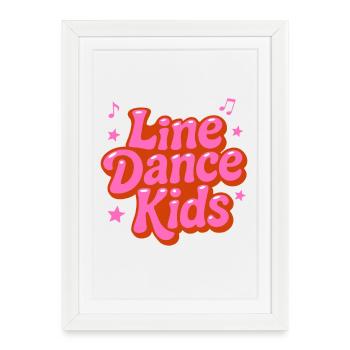 Danse en ligne Kids - Danse avec le cœur - Musique Cadeau - Affiche encadrée (27 × 37 cm) - blanc - Devant