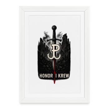 Honor i Krew Art de la résistance polonaise - Affiche encadrée (27 × 37 cm) - blanc - Devant