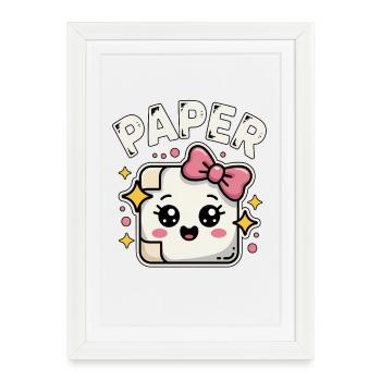Ciseaux Papier Pierre Papier Kawaii - Affiche encadrée (27 × 37 cm) - blanc - Devant