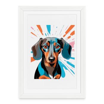 PopArt Dachshund Colour Shower - Framed poster (27 × 37 cm) - white - Front
