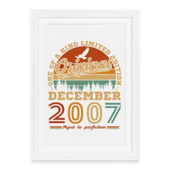 Décembre 2007 Vintage Rétro Cadeau Anniversaire - Affiche encadrée (27 × 37 cm) - blanc - Devant