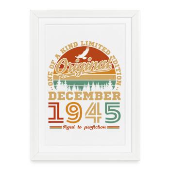 Décembre 1945 Vintage Rétro Cadeau Anniversaire - Affiche encadrée (27 × 37 cm) - blanc - Devant