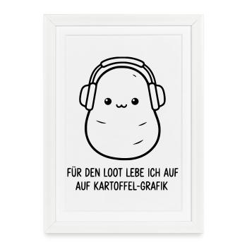 Patate gamer | Drôle de dicton pour les joueurs - Affiche encadrée (27 × 37 cm) - blanc - Devant