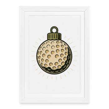 Conception de balle de Noël de golf drôle - Affiche encadrée (27 × 37 cm) - blanc - Devant
