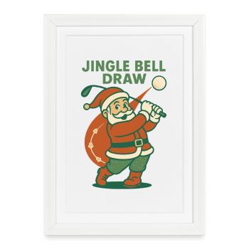 Jingle Bell Dessiner Drôle Golf Père Noël Vacances - Affiche encadrée (27 × 37 cm) - blanc - Devant