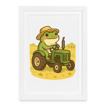 Tracteur Frog Drives – Frogcore Country Life - Affiche encadrée (27 × 37 cm) - blanc - Devant