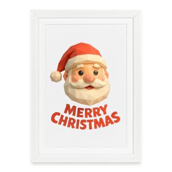 Polygon Père Noël – Joyeux Noël moderne - Affiche encadrée (27 × 37 cm) - blanc - Devant