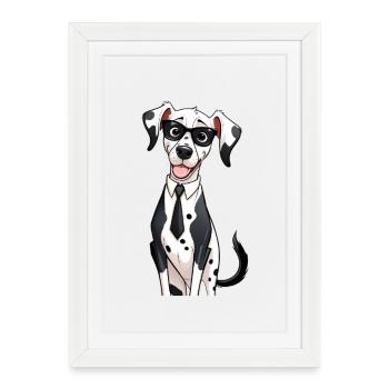 Dalmatian in suit with glasses - Framed poster (27 × 37 cm) - white - Front