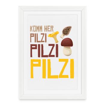 Cueilleur de champignons Appelez Cueillette de champignons Venez ici Pilzi - Affiche encadrée (27 × 37 cm) - blanc - Devant