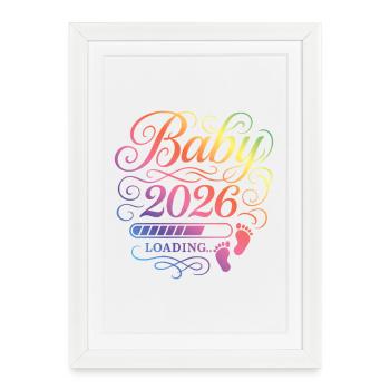 Bébé 2026 Chargement Grossesse - Affiche encadrée (27 × 37 cm) - blanc - Devant