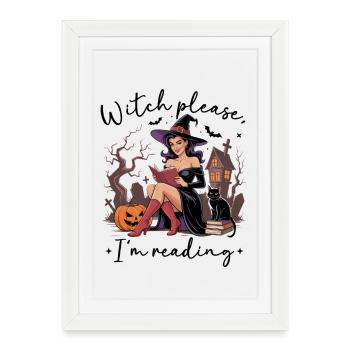 Lecture de sorcière par Pumpkin Night - Affiche encadrée (27 × 37 cm) - blanc - Devant