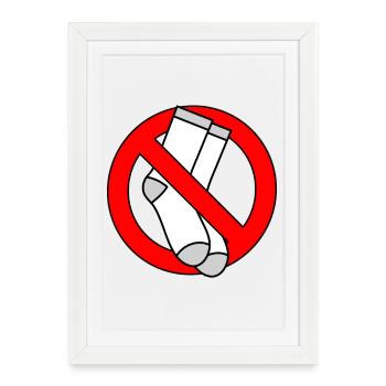 Pas de chaussettes autorisées pieds bouclier - Affiche encadrée (27 × 37 cm) - blanc - Devant
