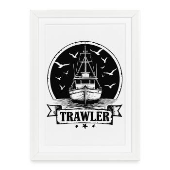 Chalutier de pêche Ahoy Maritim - Affiche encadrée (27 × 37 cm) - blanc - Devant