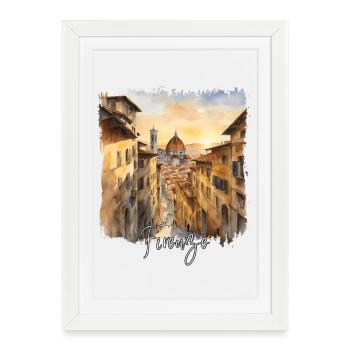Aquarelle de Florence, Florence Italie - Affiche encadrée (27 × 37 cm) - blanc - Devant