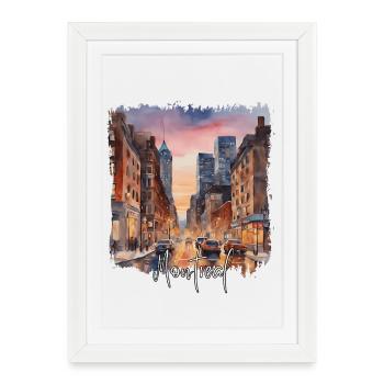 Montreal Watercolor, I Love Montreal - Framed poster (27 × 37 cm) - white - Front