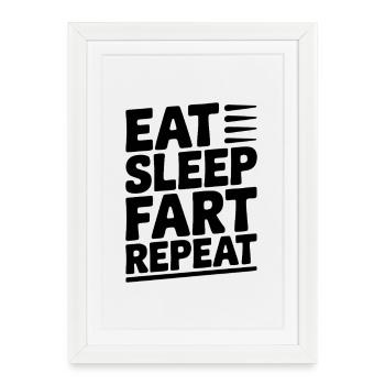 Manger dormir pet répéter - Affiche encadrée (27 × 37 cm) - blanc - Devant
