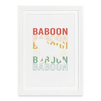 Babouin Babouin Primate Singe Singe - Affiche encadrée (27 × 37 cm) - blanc - Devant