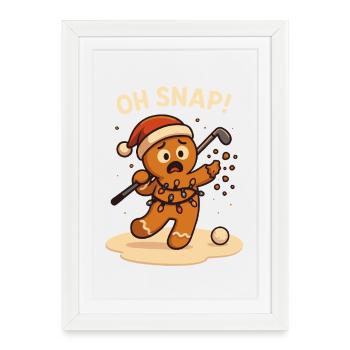 Oh Snap Funny Golf Pain d’épice Noël - Affiche encadrée (27 × 37 cm) - blanc - Devant