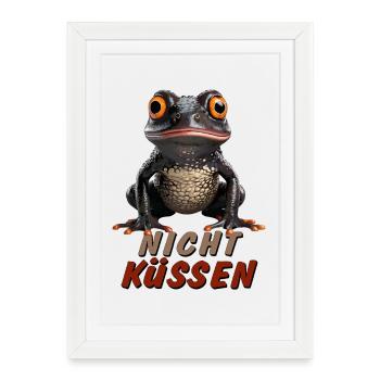 GRENOUILLE NE S’EMBRASSE PAS - Affiche encadrée (27 × 37 cm) - blanc - Devant