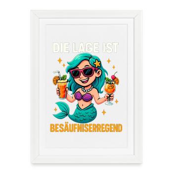L’endroit est ivre, sirène - Affiche encadrée (27 × 37 cm) - blanc - Devant