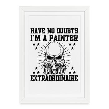 Cadeaux amusants pour les peintres en bâtiment Idées de peintres professionnels - Affiche encadrée (27 × 37 cm) - blanc - Devant