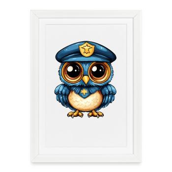 Blue Police Owl Watch - Framed poster (27 × 37 cm) - white - Front