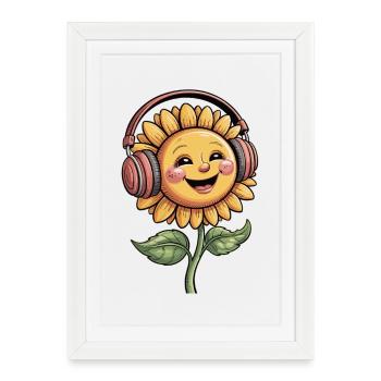 Chemise Bonne Humeur - Musique Tournesol Heureux - Affiche encadrée (27 × 37 cm) - blanc - Devant
