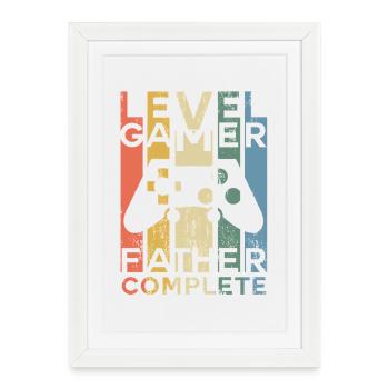 Gamer Gaming Père Fête des Pères Dire Gaming Papa - Affiche encadrée (27 × 37 cm) - blanc - Devant