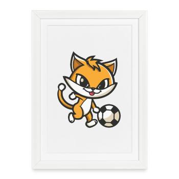 Fox Soccer Cartoon - Framed poster (27 × 37 cm) - white - Front