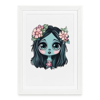 Demoiselle d’honneur bleue avec couronne - Affiche encadrée (27 × 37 cm) - blanc - Devant
