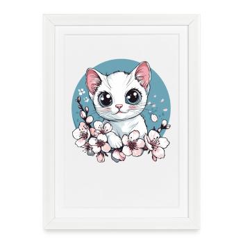 Kittens in the cherry blossom circle - Framed poster (27 × 37 cm) - white - Front