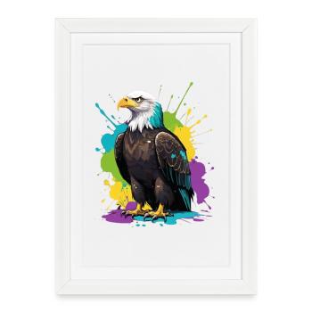 Colorful Eagle Color Splash - Framed poster (27 × 37 cm) - white - Front