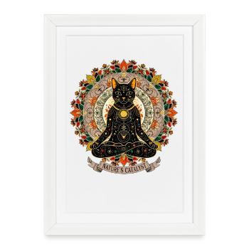Nature Mandala Chat Wicca Ésotérisme - Affiche encadrée (27 × 37 cm) - blanc - Devant